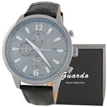 Guardo S1032-3 сталь, хром/серый, черный ремень - фото 8956